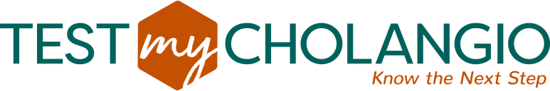 Graphic of the Test My Cholangio logo linking to homepage
